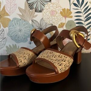 Elegant Brown and Cream Women's Sandals